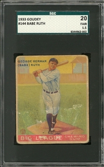 1933 Goudey #144 Babe Ruth – SGC 20 FR 1.5
